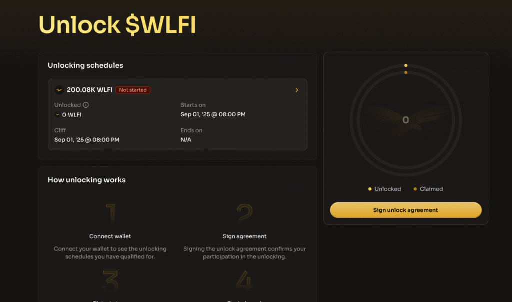WLFI 解锁最新教程：9 月 1 号记得领 20%