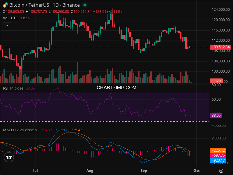 2025-09-28 比特币15分钟短线分析：市场下行压力加大