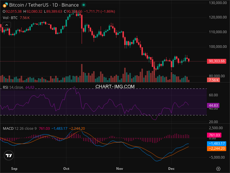 2025-12-11 比特币15分钟短线分析：价格承压调整
