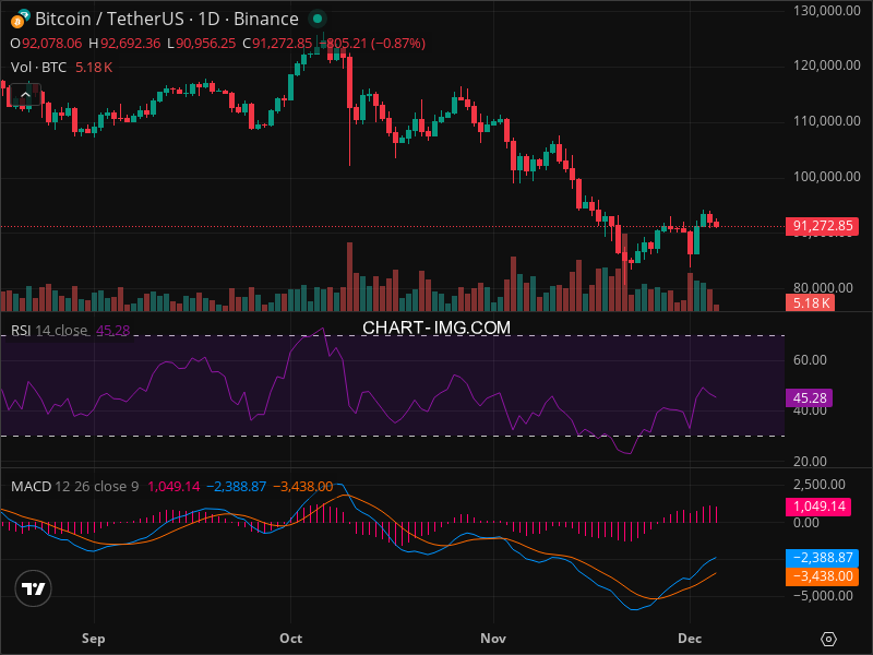 2025-12-05 比特币15分钟短线分析：谨慎做空